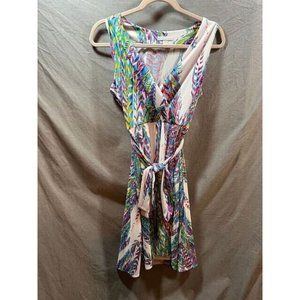 New York & Company Dress Women XS White Geometric Sleeveless Ladies.